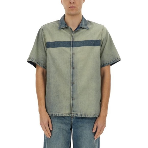 Diesel Short-Sleeved Relaxed Fit Shirt With Contrasting Stripe - NWT